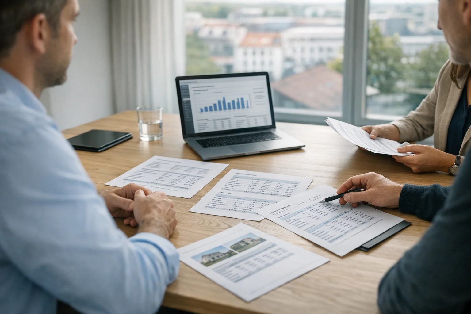 Strukturierte Unterlagen und Verhandlungsnotizen für Unternehmenskauf oder Unternehmensverkauf